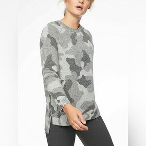 Excellent Used Condition - Athleta Undercover Camo Pullover Sweater Grey - Sz Sm